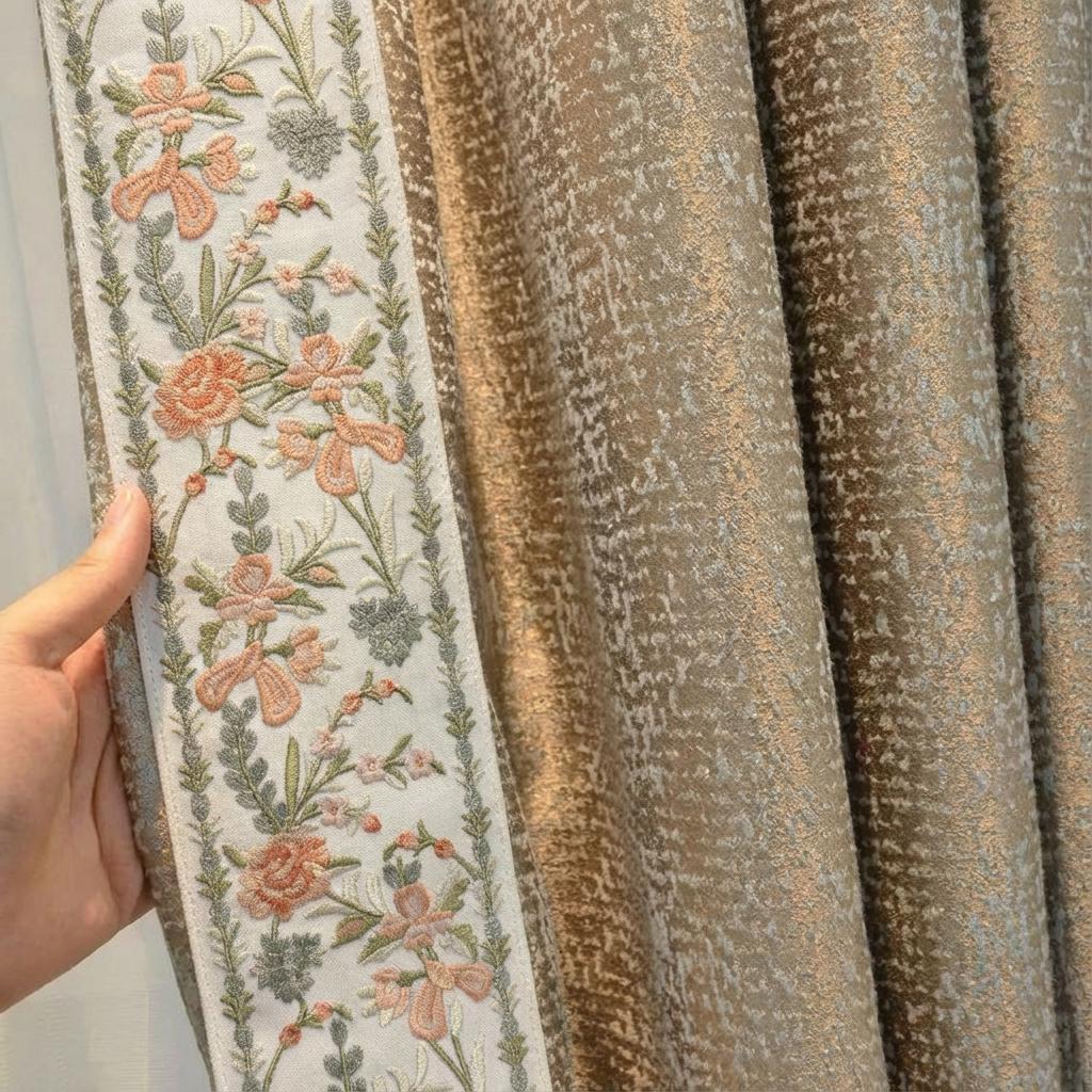 Regal French Country Embroidered Trim - Dusty Rose & Sage Floral Ribbon