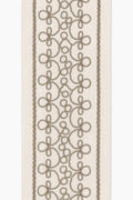 Embroidered Swirl Loop Trim: Ivory Beige & Taupe Brown Fabric Border