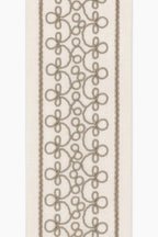 Embroidered Swirl Loop Trim: Ivory Beige & Taupe Brown Fabric Border