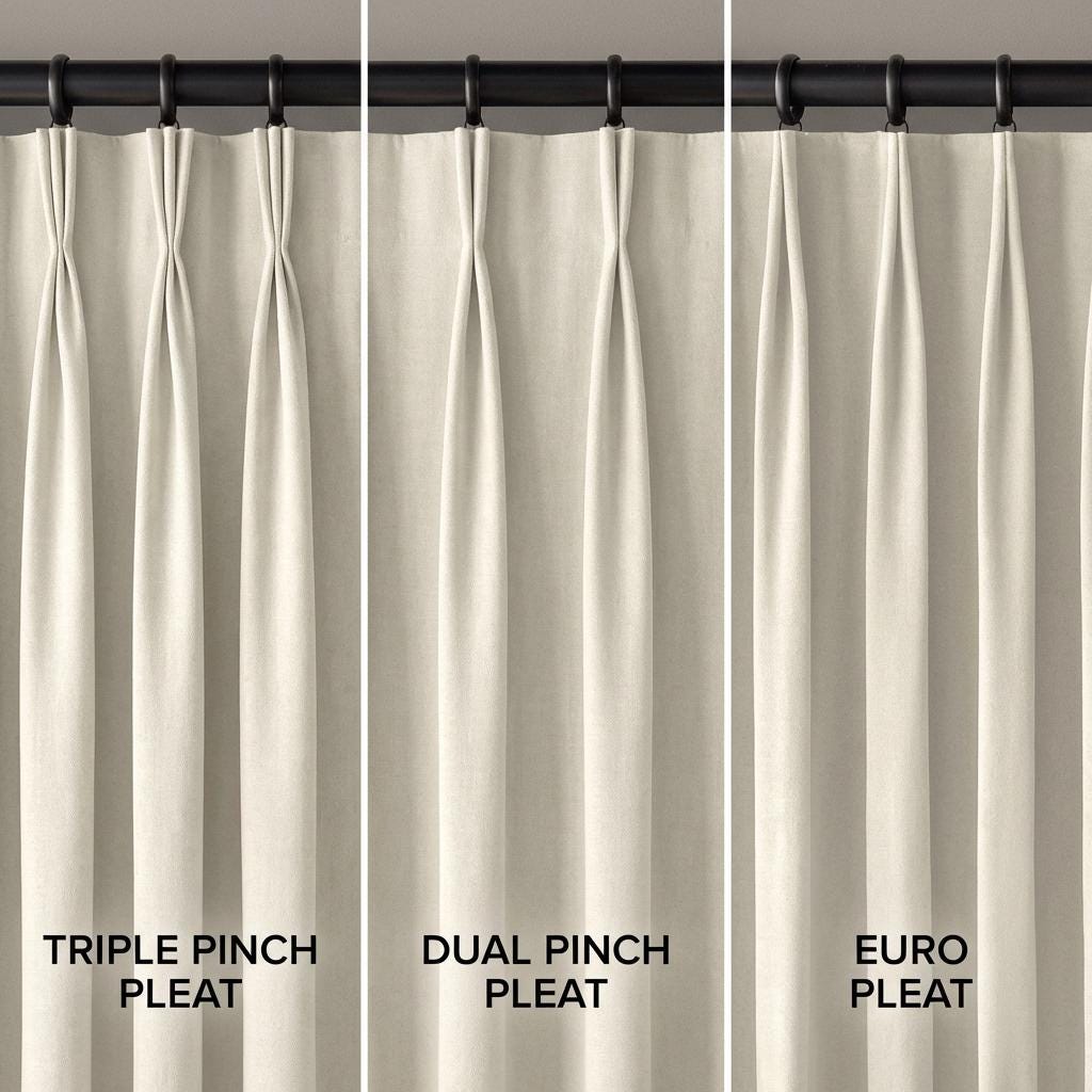 Custom Floral Curtains | Green Botanical Drapes, Euro Pleat Panels (Oeko-Tex Fabric)