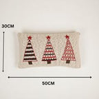 Festive Knit Cushion Cover | Cotton Lumbar Pillow | Winter Tree & Stocking Designs | Handmade Knitted Cover