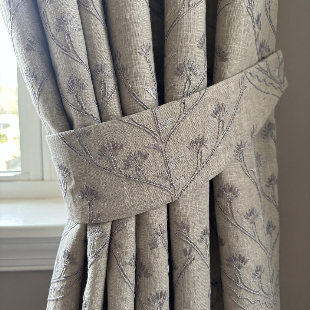 Taupe Grey Embroidered Curtains, Botanical Floral Vine Drapes, Custom Linen  Window Curtain, Neutral Bedroom Living Room Curtain Panel