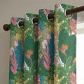 Tropical Botanical Curtains ,Bold Floral Linen Look Drapes , Green Pink Jungle Print – Custom Window Panels ,Living Room Bedroom Decor