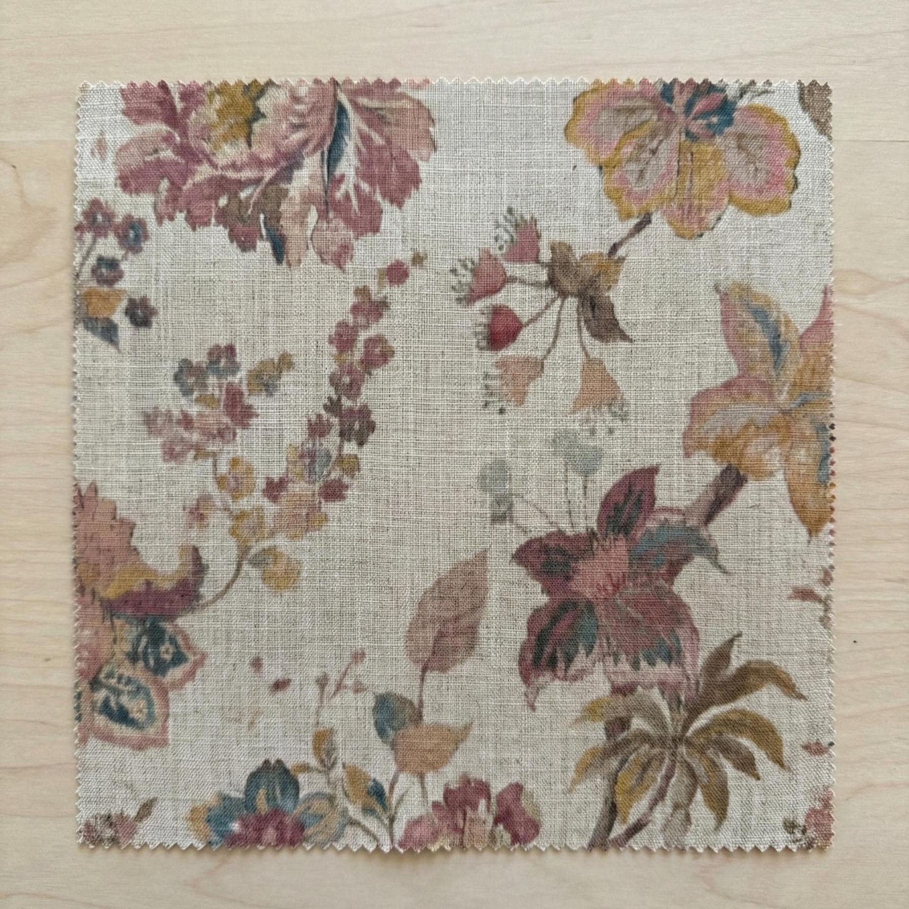 Vintage Floral Linen Curtains • French Country Farmhouse Drapes • Custom Size Rust & Green Botanical Window Treatment • Cottagecore Decor