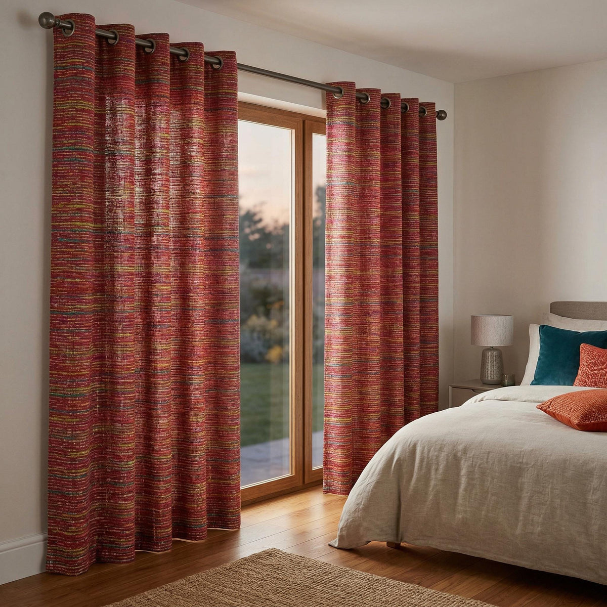 Textured Woven Curtains | Multicolor Boho Rustic Drapes (Custom Size)