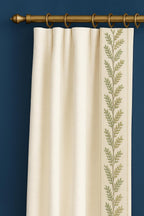 Embroidered Vine Leaf Curtain Trim: Green or Gold Grey, 9cm Wide