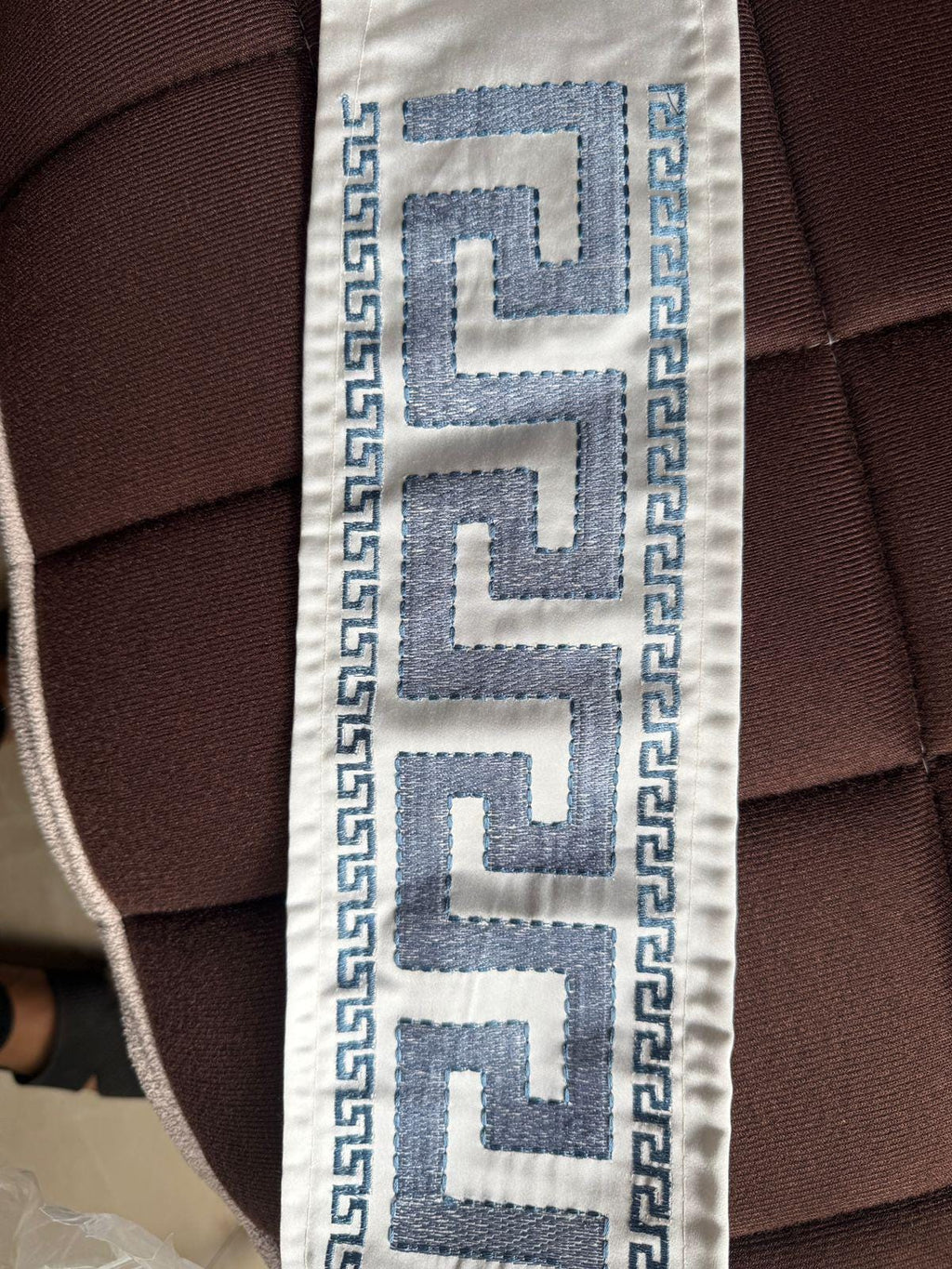 Greek Key Embroidered Trim: 5-Inch Polyester Border Ribbon