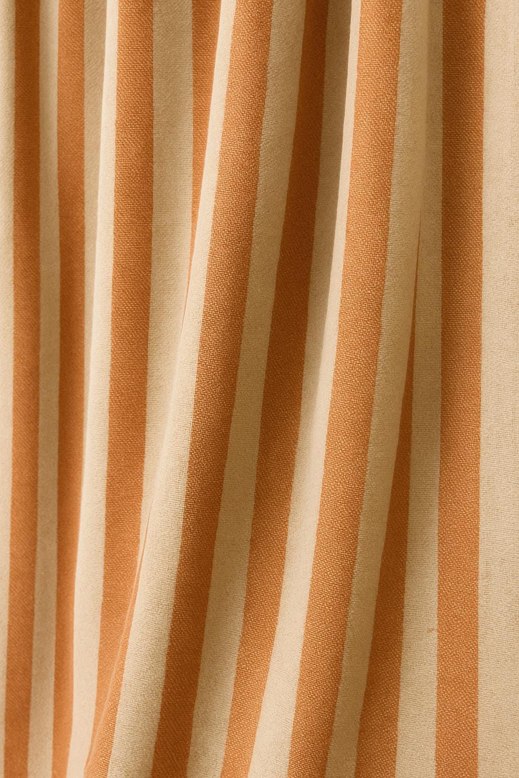 Terracotta Striped Linen Curtains — Custom Size | Grommets, Rod Pocket, Back Tabs, or Hooks Top | Light-Filtering or 100% Blackout Liner