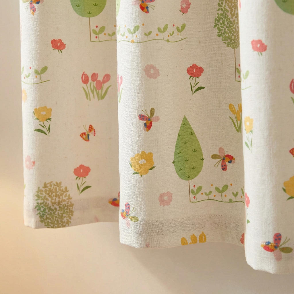 Kids Floral Curtain Panel – Colorful Garden Print Drapes for Nursery & Playroom