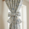 Blue Botanical Drapes, OEKO TEX Linen Panels, Custom Bedroom Window Treatment