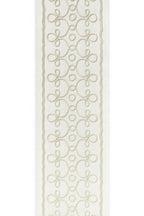Embroidered Swirl Loop Trim: Ivory Beige & Taupe Brown Fabric Border