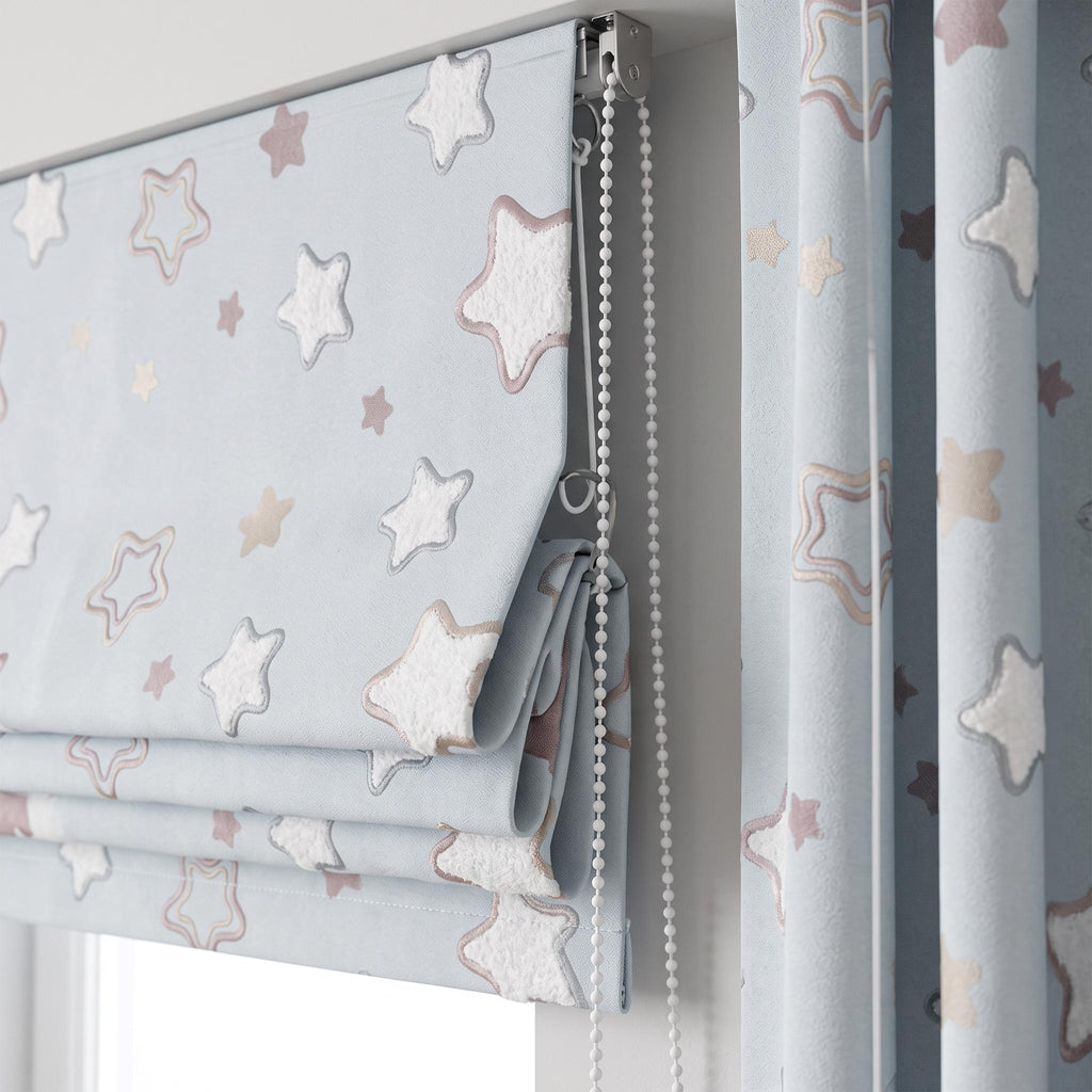Embroidered Star Curtains for Nursery, Celestial Baby Room Curtains, Pastel Kids Curtains, Star Nursery Decor, Custom Drapes