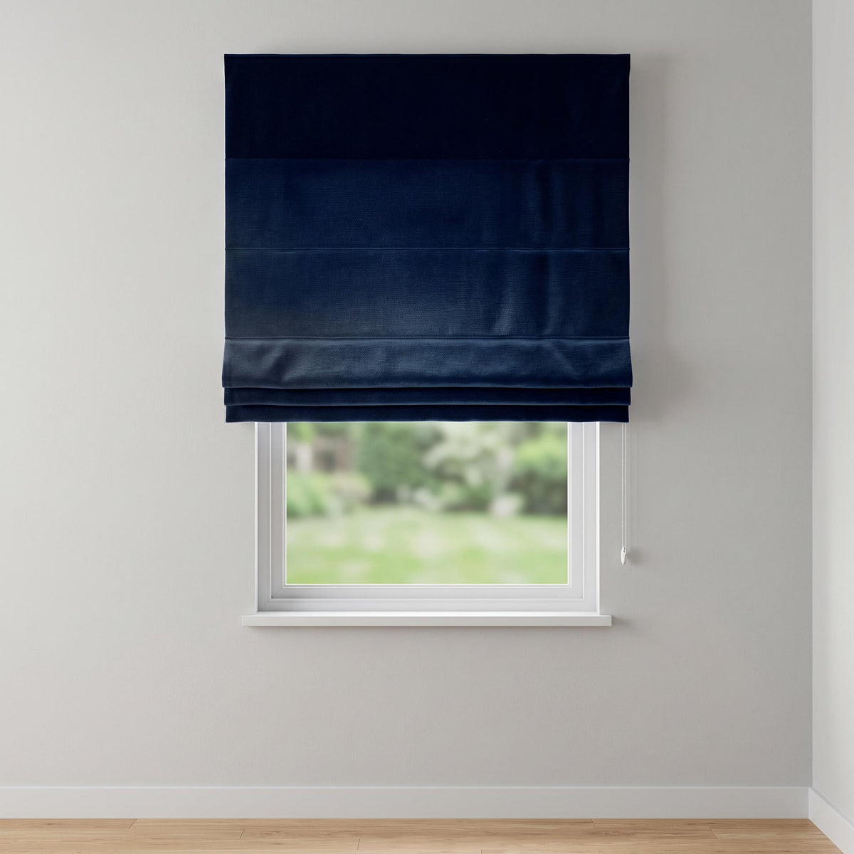Navy Blue Velvet Roman Shade | Custom Roman Blind | Corded Window Shade | Blackout Option | Luxury Velvet Window Treatment | Made to Measure