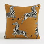 Linen Cotton Zebra Print Cushion Cover - Animal Motif Pillow (16x16)