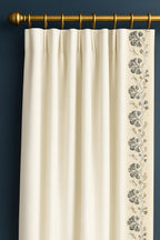 Embroidered Floral Trim: Blue, Gold & Olive Green Cotton-Polyester Jacquard Border