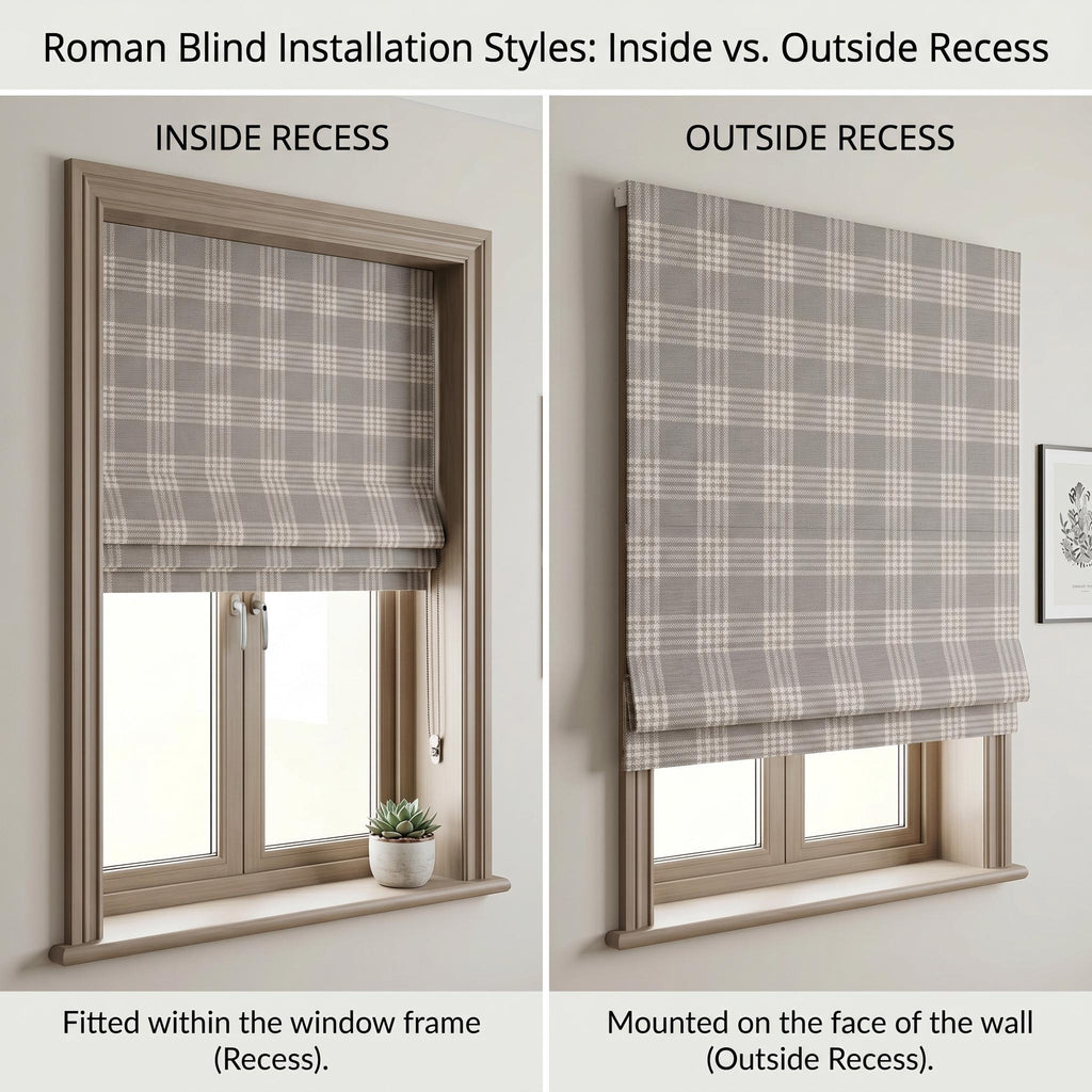 Custom Plaid Roman Shade, Grey Check Window Blind, Farmhouse Linen  Roman Curtain, Privacy Blackout Window Treatment