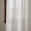 White Sheer Embroidered Curtain, Leaf Vine Panel, Light Filtering Drapes, Custom Window Treatment