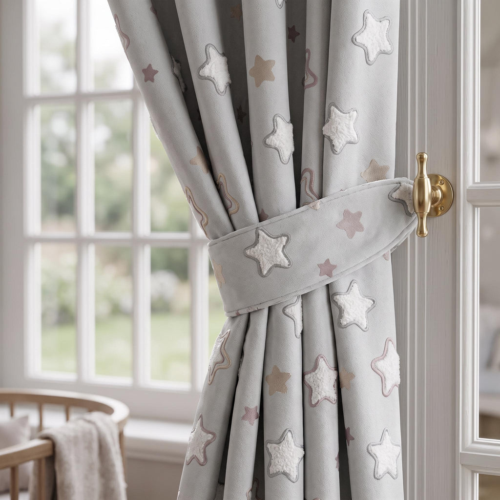 Blue Star Curtains for Nursery, Baby Room Curtains, Celestial Kids Curtains, Pastel Blue Nursery Decor, Custom Drapes