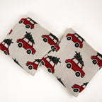 Knitted Christmas Car Cushion Cover | 100% Cotton, Handmade
