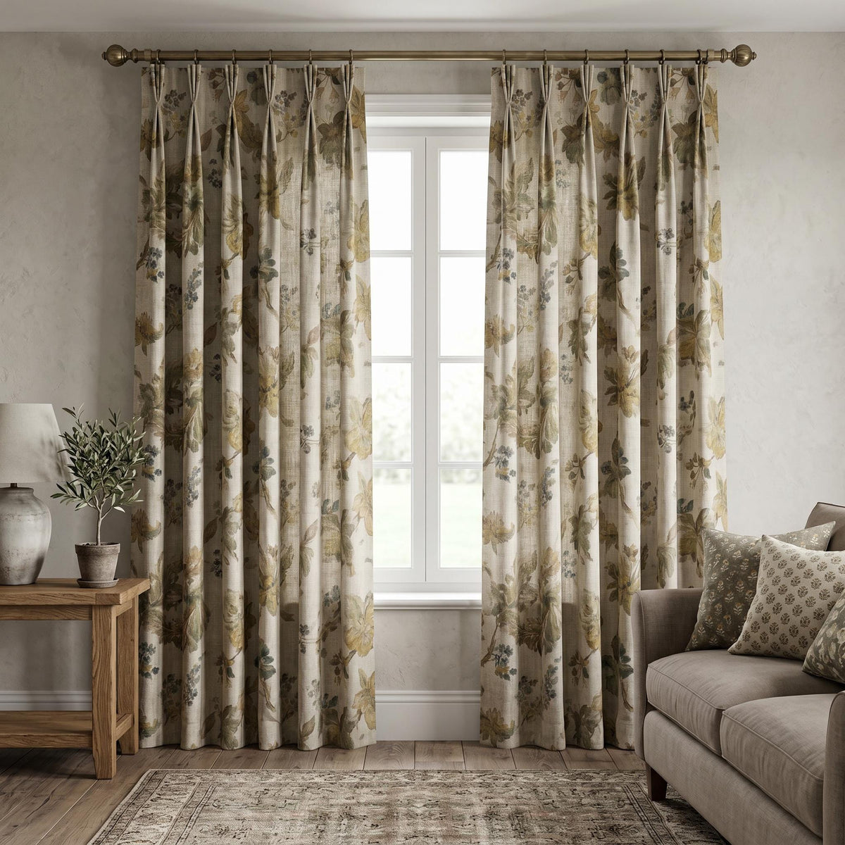 Autumn Botanical Linen Drapes, OEKO TEX Floral Panels, Custom Window Treatment
