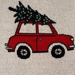 Knitted Christmas Car Cushion Cover | 100% Cotton, Handmade