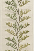 Embroidered Vine Leaf Curtain Trim: Green or Gold Grey, 9cm Wide