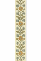 Embroidered Floral Curtain Trim: Red, Mustard & Blue - 4" Wide