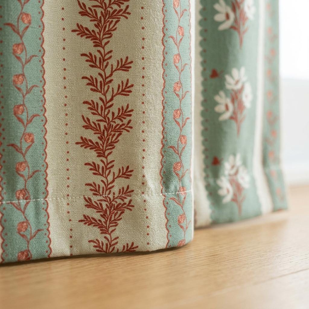 Custom Floral Curtains | Green Botanical Drapes, Euro Pleat Panels (Oeko-Tex Fabric)