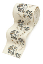 Embroidered Floral Trim: Blue, Gold & Olive Green Cotton-Polyester Jacquard Border
