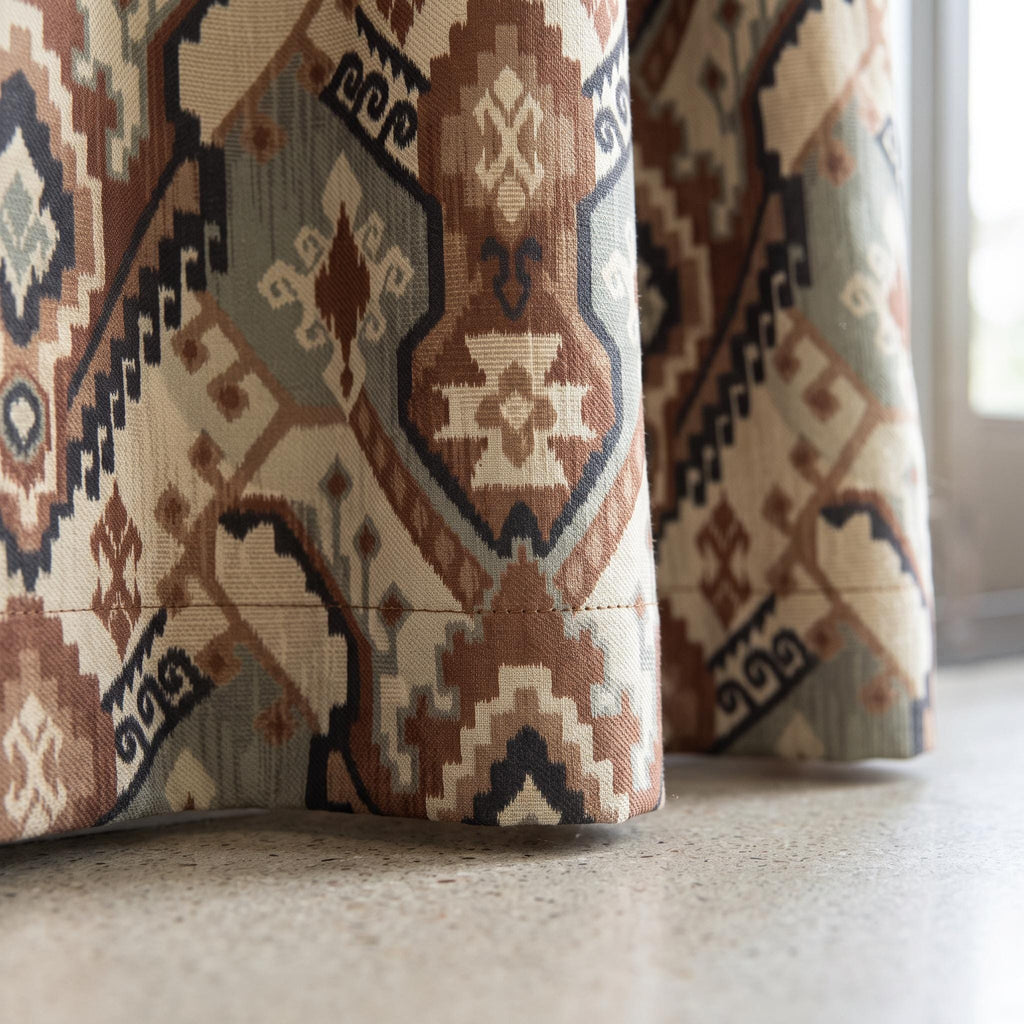 Southwestern Tribal Curtain Panels | Cotton Blend Curtains | Custom Boho Window Drapes | Aztec Pattern Curtains