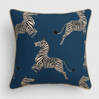 Linen Cotton Zebra Print Cushion Cover - Animal Motif Pillow (16x16)