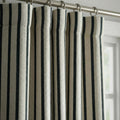 Neutral Stripe Linen Look Curtains | Black & Ivory Vertical Stripe Drapes | Custom Made Window Curtains | Modern Farmhouse Decor