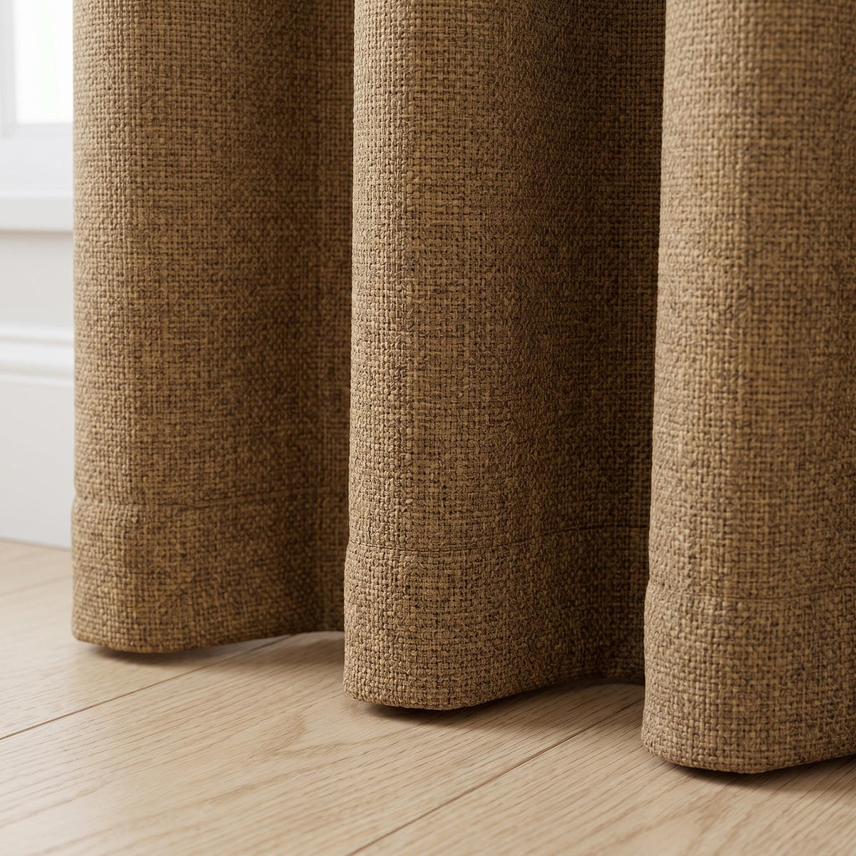 Brown Cotton Blend Curtains, Warm Taupe Drapes, Solid Linen Look Curtain Panel, Farmhouse Custom Window Curtains