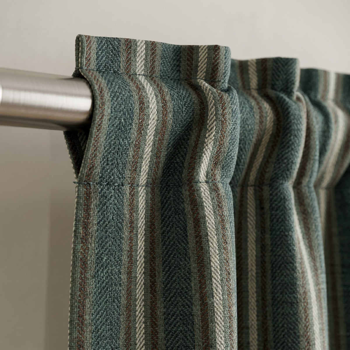 Blue & Beige Striped Curtains | Custom Made Rod Pocket Drapes | Linen Window Curtains | Farmhouse Coastal Bedroom Living Room