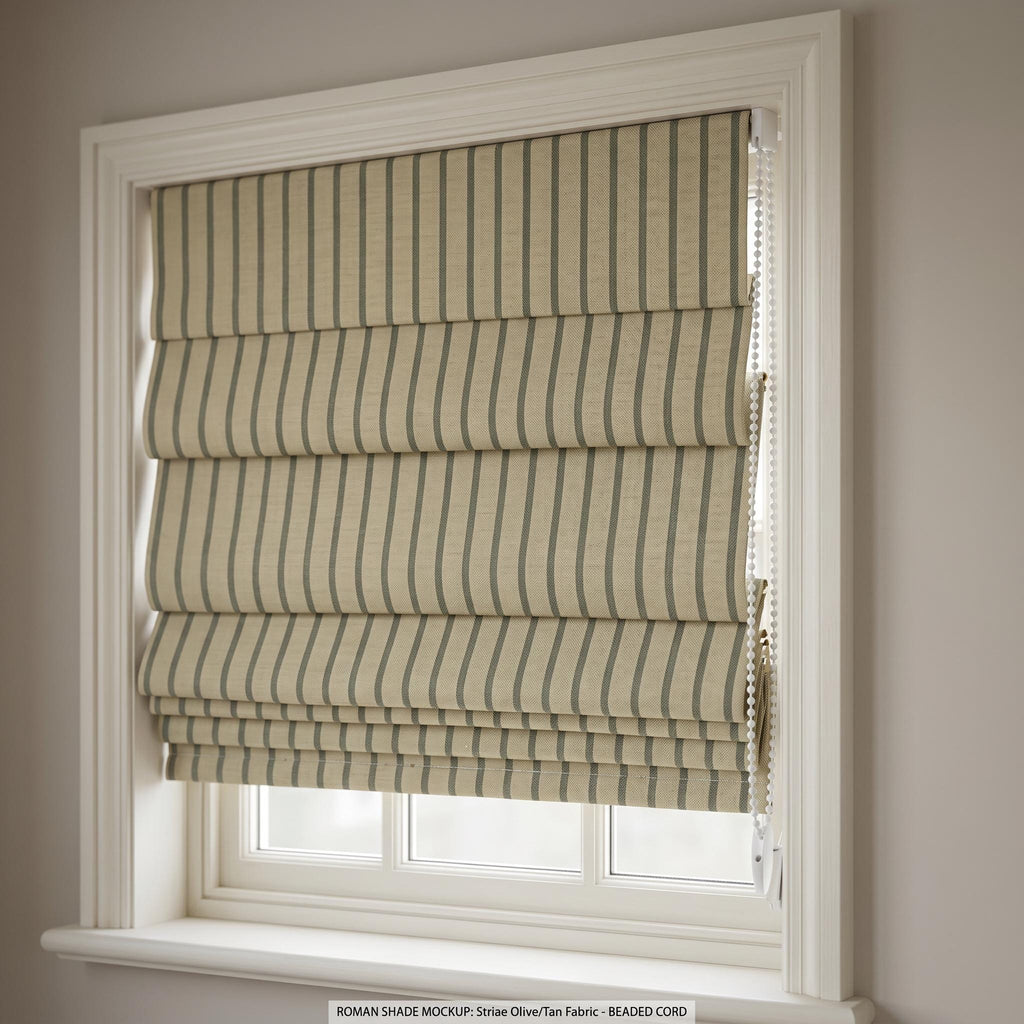 Striped Roman Shade | Custom Linen Roman Blind | Farmhouse Window Shade