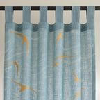 Sheer Aqua Bird Embroidered Curtain | Linen Look | Golden Seagull Panel | Custom Light Filtering Drapes