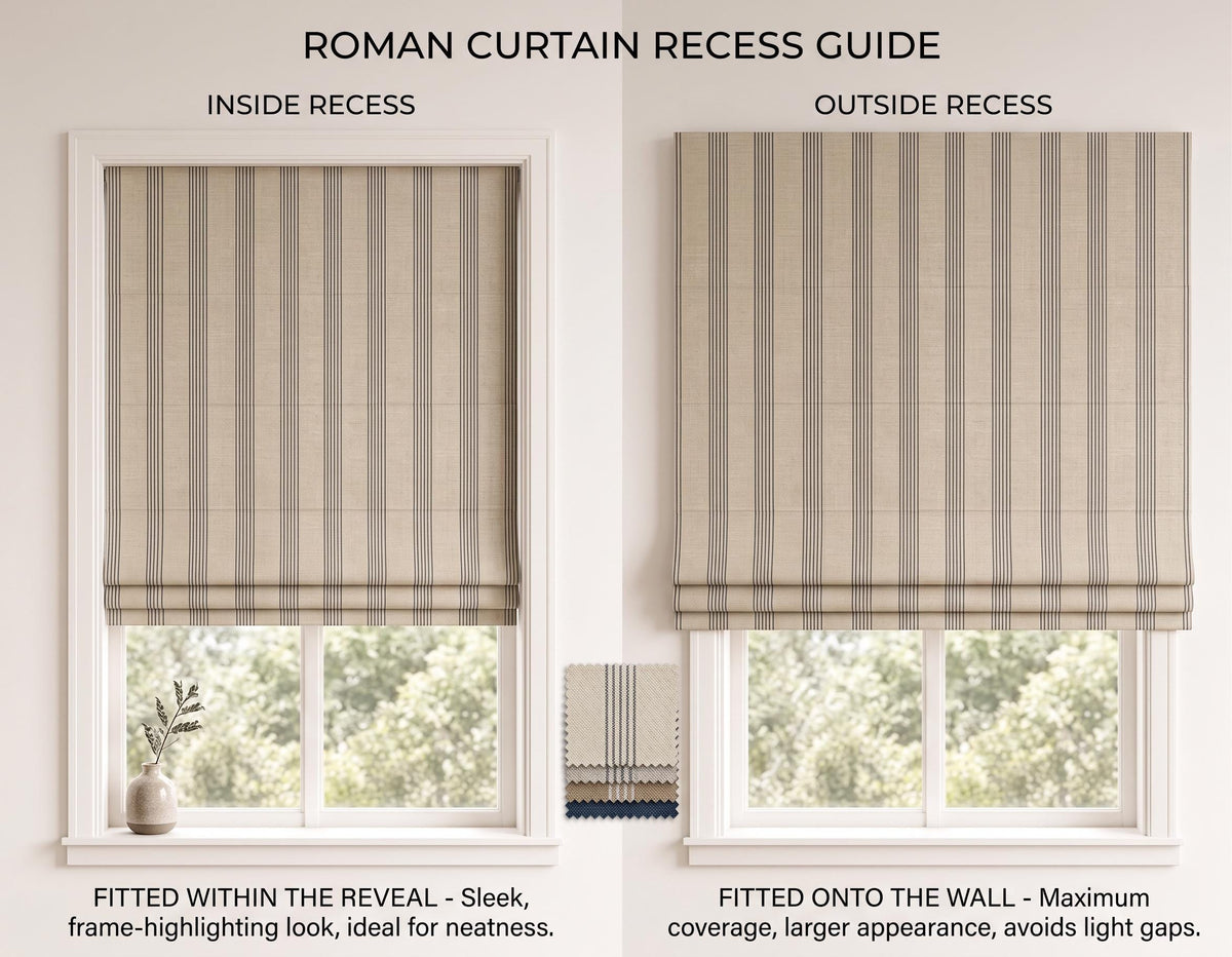 Navy Blue Roman Shade, Custom Cotton Linen Window Blind, Farmhouse Modern Curtain, Blackout Option