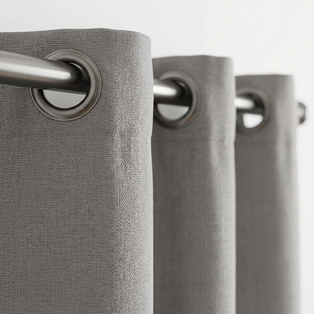Grey cotton blend  Curtains, Solid Grey Drapes, Neutral Window Panel, Modern Farmhouse Custom Curtains