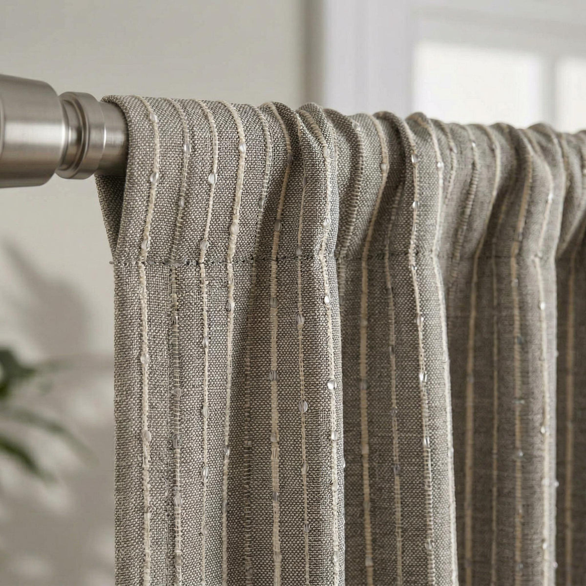 Textured Olive Green Linen Look Curtains | Vertical Stripe Drapes | Light Filtering or Blackout | Custom Size Window Panels