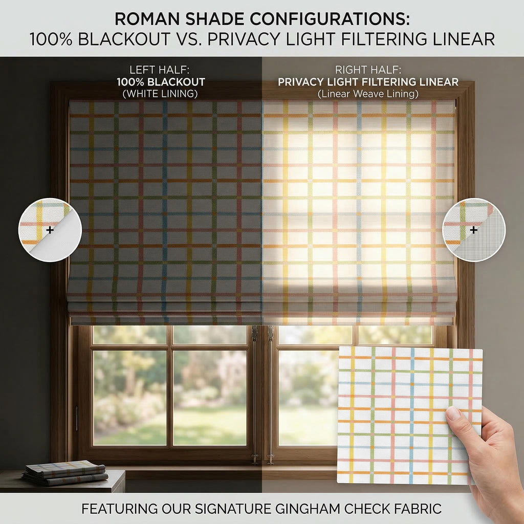 Colorful Plaid Roman Shade | Kids Window Shade | Pastel Check Roman Blind | Nursery Playroom Window Treatment | Custom Size Roman Shade