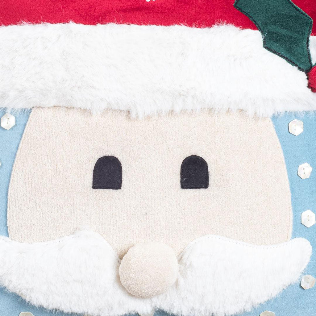 3D Santa Face Pillow Cover – Faux Fur & Velvet Christmas Decor