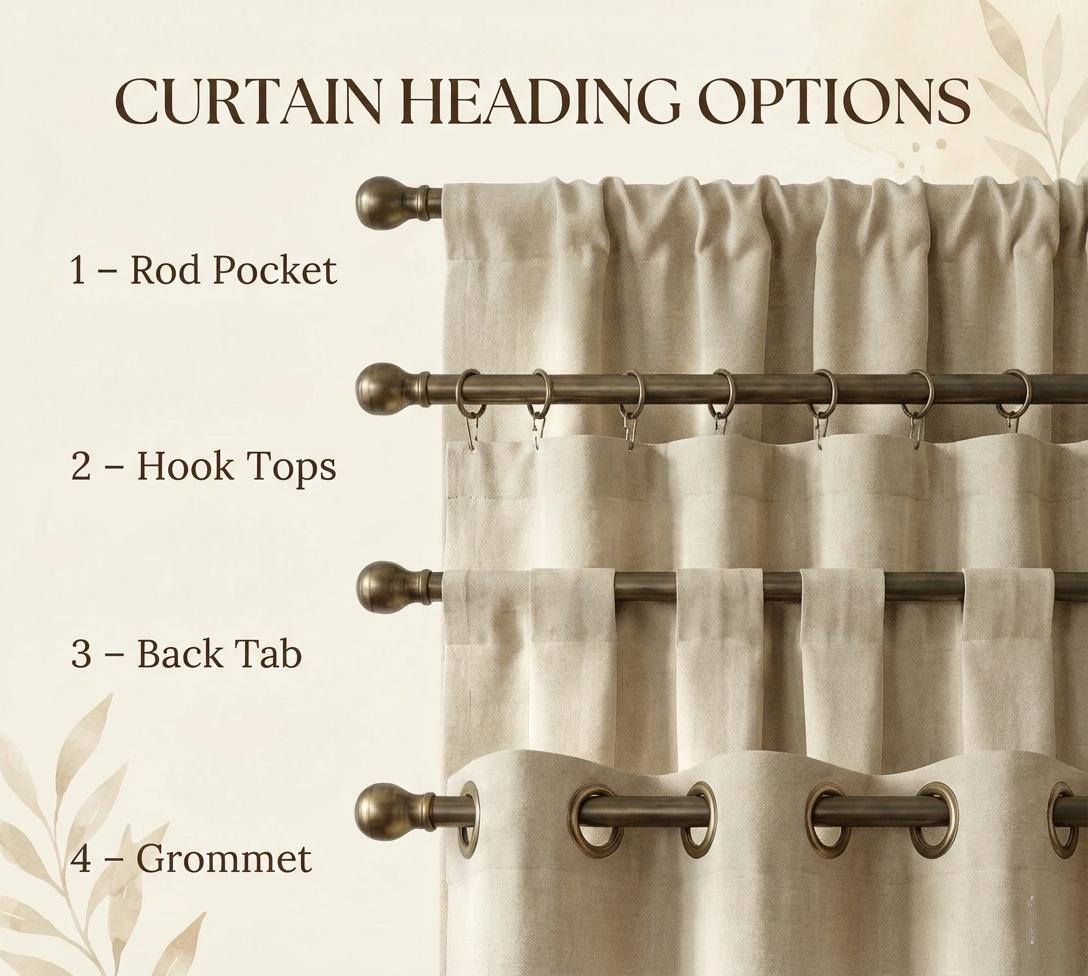 Botanical floral cotton curtains, neutral earthy botanical drapes, traditional cottage window panels, custom curtains