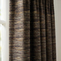 Dark Tribal Stripe Curtains, Cotton Blend Upholstery Fabric Drapes, Boho Rustic Window Panels