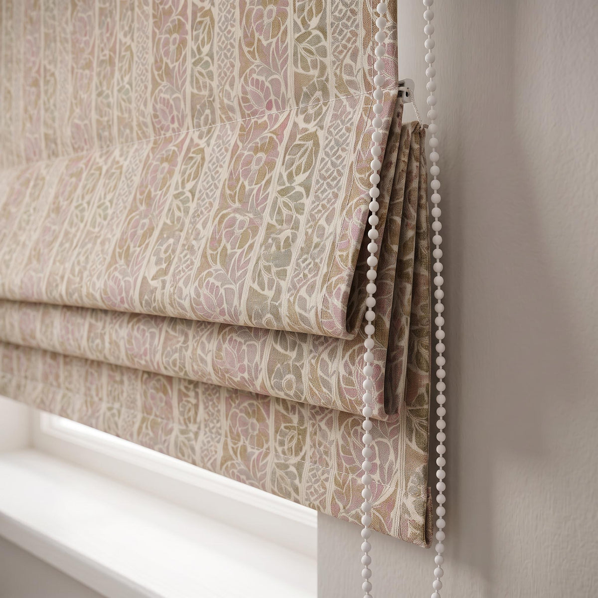 Botanical Bird Roman Shade – Pastel Floral and Avian Cotton Linen Blinds – Whimsical Nursery, Bedroom & Cottagecore Window Drapes
