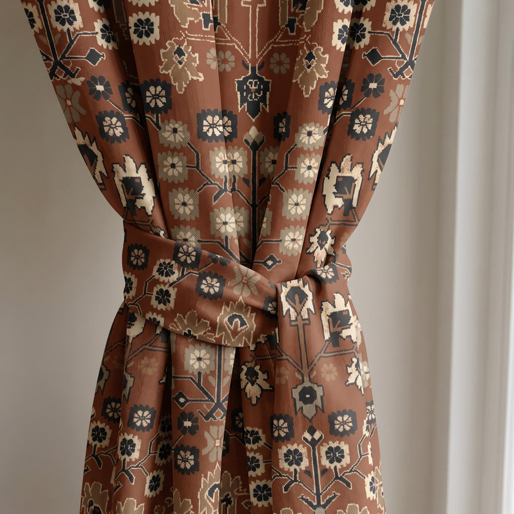 Southwestern Tribal Curtain Panels | Cotton Blend Curtains | Custom Boho Window Drapes | Aztec Pattern Curtains
