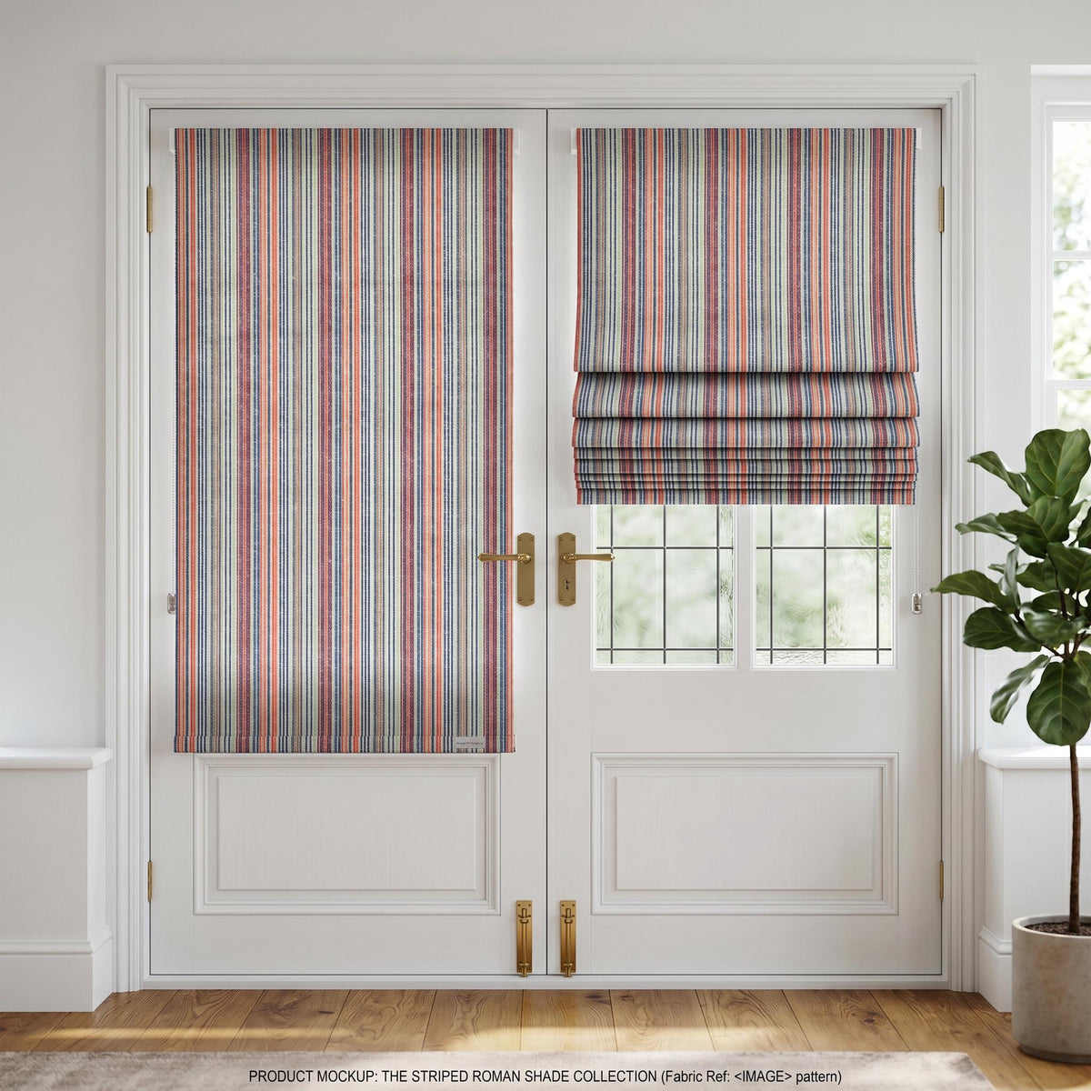 Striped Roman Shade, Custom Roman Blind, Neutral Window Curtain, Light Filtering or Blackout, Modern Window Treatment