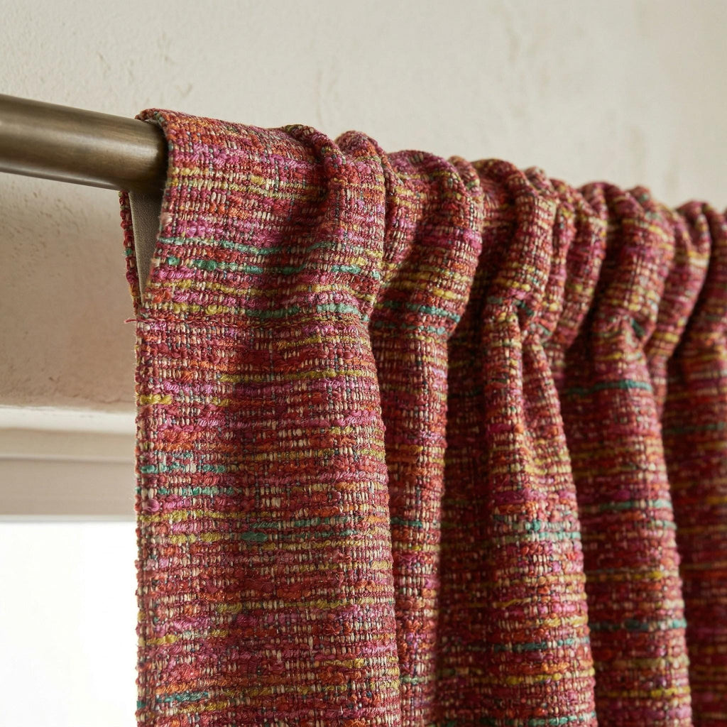 Textured Woven Curtains | Multicolor Boho Rustic Drapes (Custom Size)