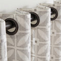 Geometric Embroidered Curtain Panels, Taupe & Grey Tile Pattern Drapes, Raised Stitch Linen Cotton Drapes, Custom Size Window Panels