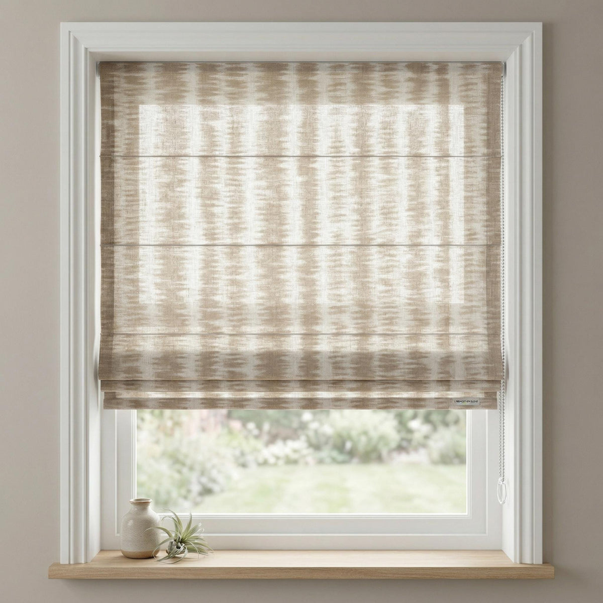 Beige Roman Shade | Custom Window Blinds | Neutral Linen Look Roman Shade  | Made to Measure | Inside or Outside Mount