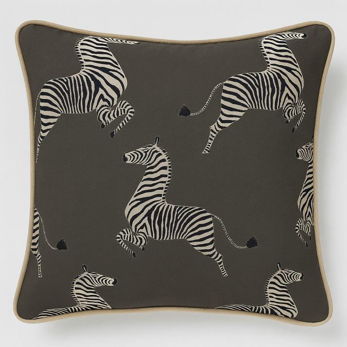 Linen Cotton Zebra Print Cushion Cover - Animal Motif Pillow (16x16)